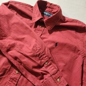 Vtg 90s Ralph‎ Lauren Mens Large Faded Heavyweight Collared Button Down Shirt